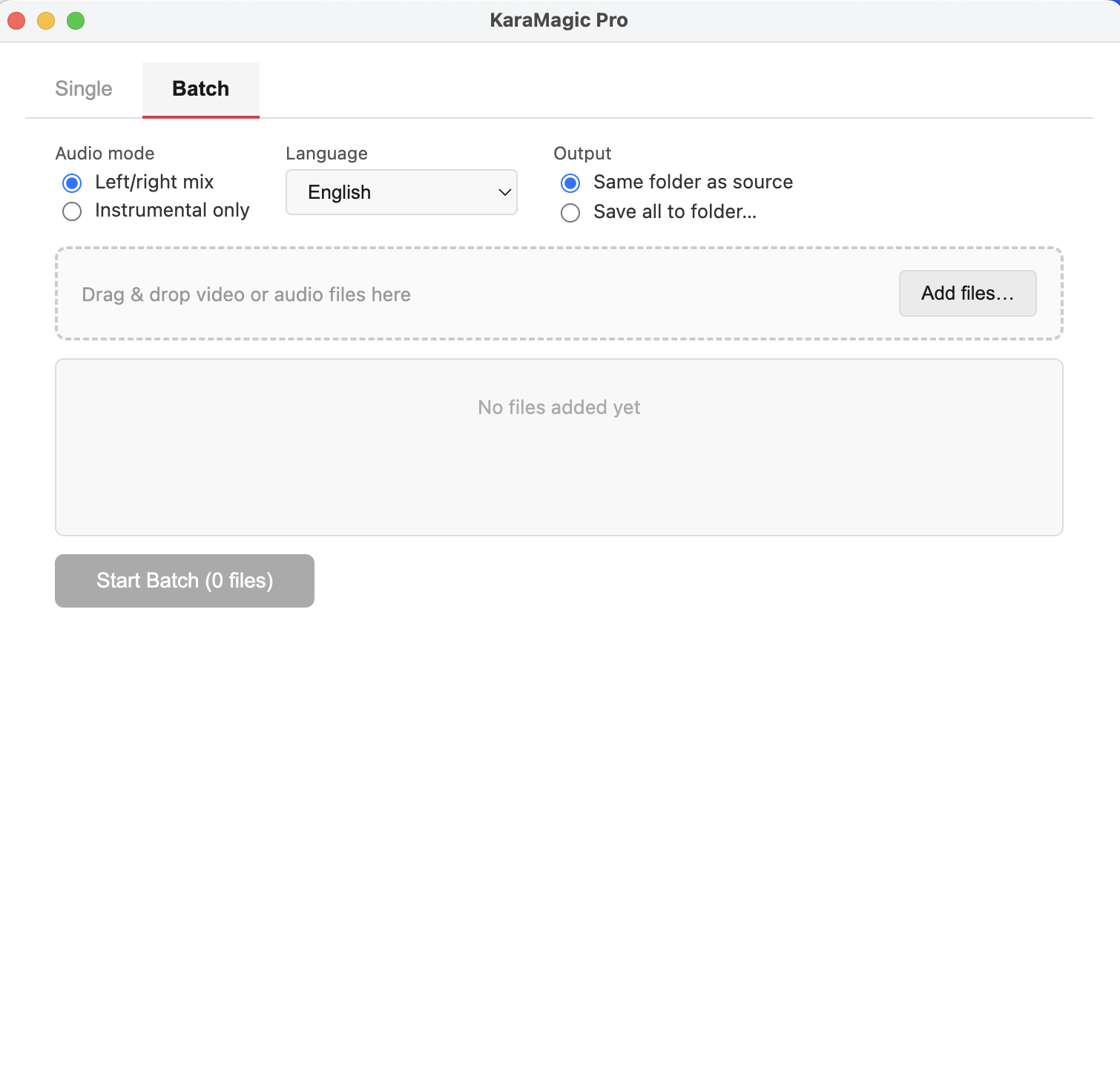 KaraMagic Pro batch conversion in light mode